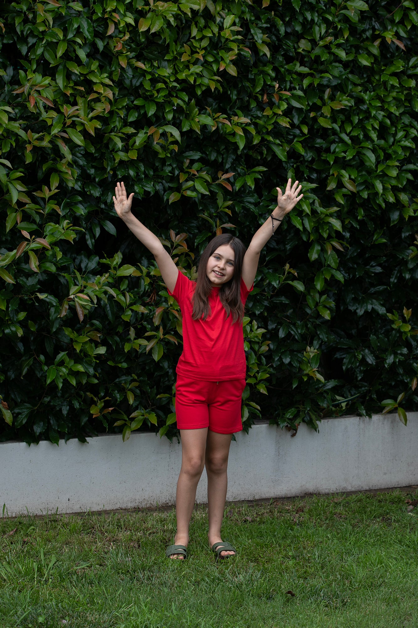 Organic Kids Red Jogger Shorts