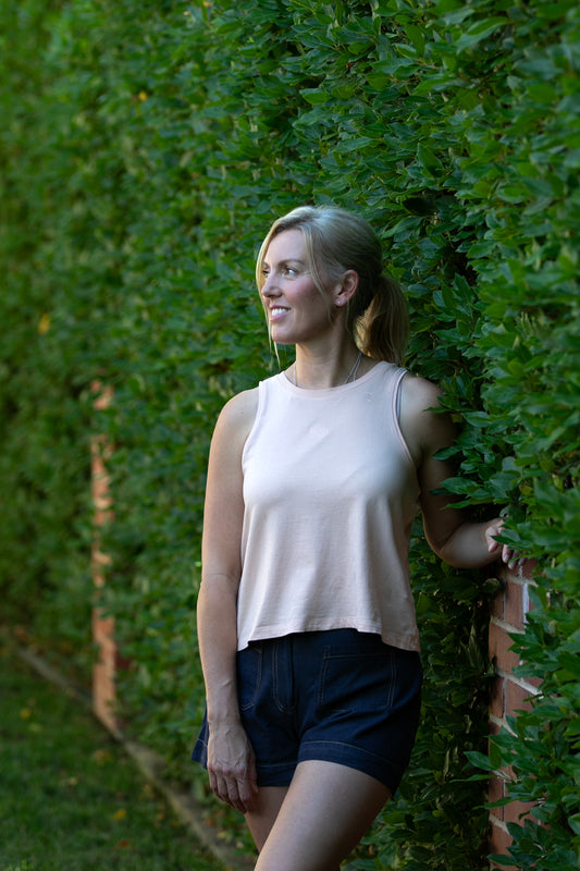 Organic Peach Cropped Tank Top