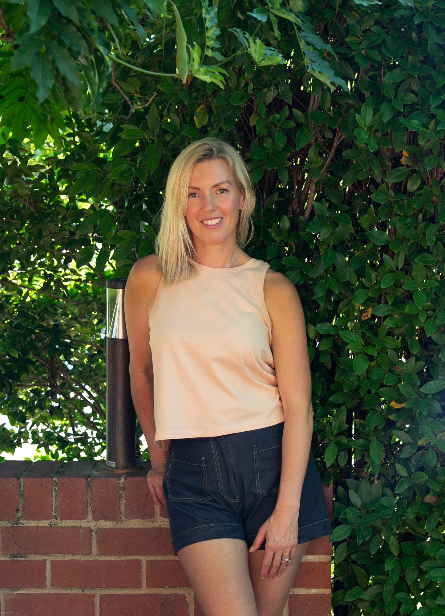 Organic Peach Cropped Tank Top