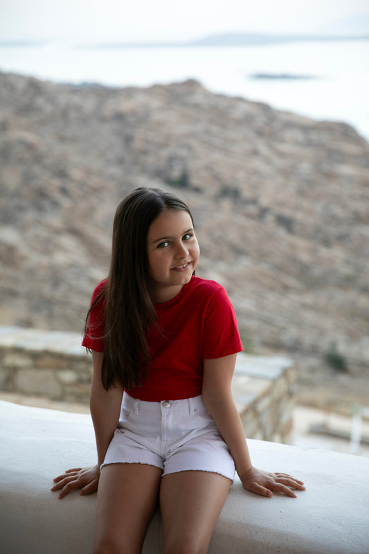 Organic Red Iconic Kids Tee
